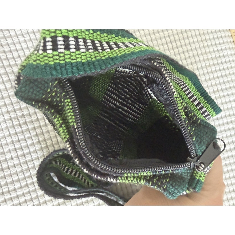 Pinzon Handwoven Boho Crossbody Shoulder Bag Green Black Striped Purse - Picture 12 of 12